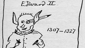Cartoon mnemonic for Edward II from “How to Make History Dates Stick”